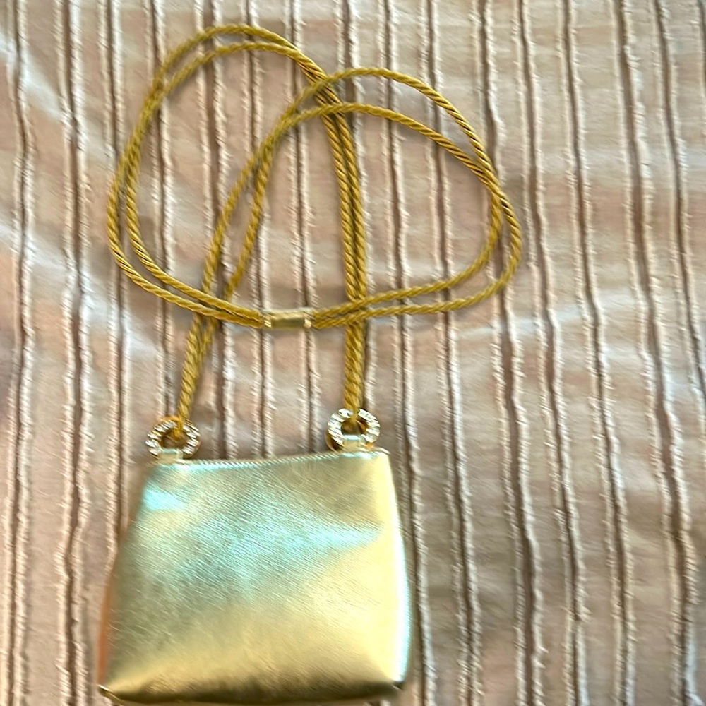 Neiman Marcus Collection Gold leather and Rhinestone evening bag